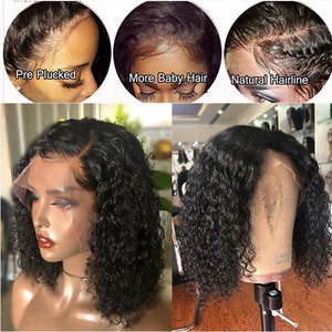 Virgo Short Bob Wigs | Brazilian Curly Remy Human Hair Lace Front Wigs For Sale