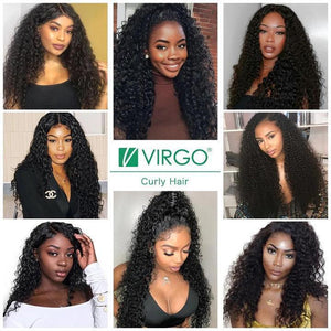 VOLYS VIRGO Unprocessed Brazilian Virgin Remy Deep Curly Hair 3 Bundles With Lace Frontal Closure-customer show