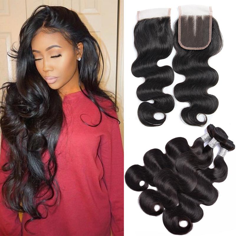 Virgo Hair Good Vigin Remy Brazilian Body Wave Virgin Remy Human Hair 3 Bundles With Lace Closure For Sale