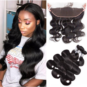 Virgo Hair Volysvirgo Virgin Remy Brazilian Body Wave Human Hair 3 Bundles With Lace Frontal Closure