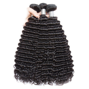 VOLYS VIRGO Unprocessed Brazilian Curly Virgin Hair 3 Bundles Deep Wave Curly Weave Human Hair Extensions