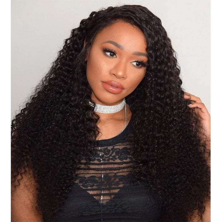 Virgo Hair 180 Density Brazilian Virgin Curly Lace Front Human Hair Wigs For Women Pre Plucked Half Lace Frontal Wigs With Baby Hair