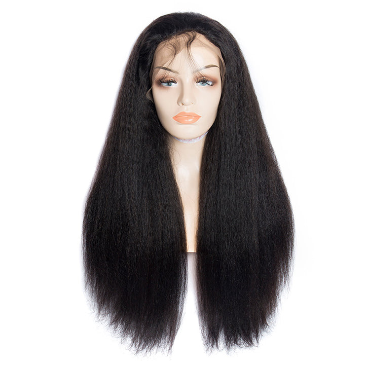 Virgo Hair 180 Density Brazilian Kinky Straight Wig Yaki Remy Human Hair Lace Front Wigs For Black Women