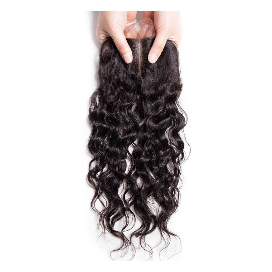 Volysvirgo Hair Water Wave Closure 4x4 Swiss Lace Closure With Baby Hair Wet And Wavy Human Hair-middle part closure