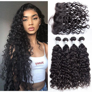 Volys Virgo Mink Brazilian Virgin Hair Water Wave 4 Bundles With 13x4 Ear To Ear Lace Frontal Closure