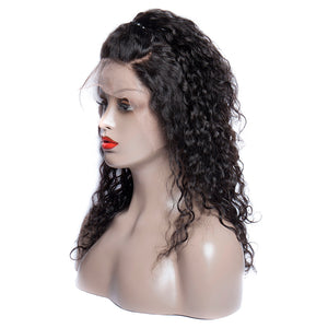 150 Density Brazilian Virgin Human Hair Water Wave Lace Front Wigs Half Lace Wigs Cheap Sale Online