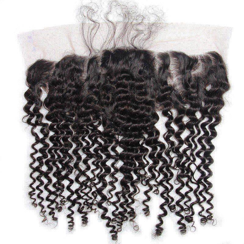 Raw Indian Curly Weave Pre Plucked Lace Frontal Closure With Baby Hair Real Human Hair