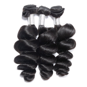 Volysvirgo Hair 3 PCS Raw Indian Loose Wave Virgin Hair Weave Bundles Remy Human Hair Extensions