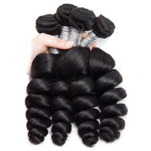 Raw Indian Hair Loose Wave 4 Bundles Human Hair Weave Virgin Remy Hair Extensions