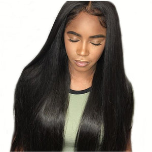 Virgo Hair 180 Density Indian Remy Human Hair Wigs For Women Pre Plucked Straight Half Lace Front Wigs With Baby Hair