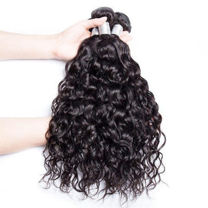 Volys Virgo Raw Indian Virgin Human Hair Weave Water Wave 3 Bundles With Lace Closure-3 bundles