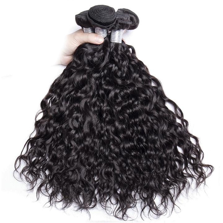 Volys Virgo Raw Indian Virgin Hair Water Wave 4 Bundles With Closure Wet And Wavy Human Hair-4 pcs