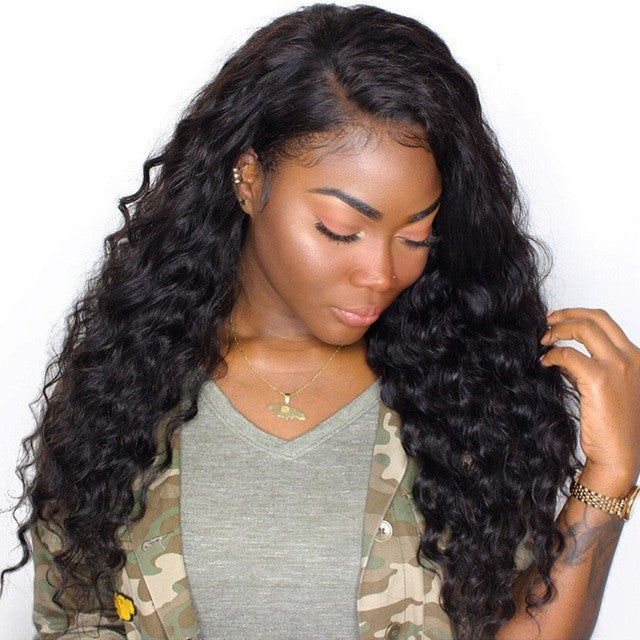 Big Density 360 Lace Frontal Wigs Deep Wave Indian Remy Human Hair