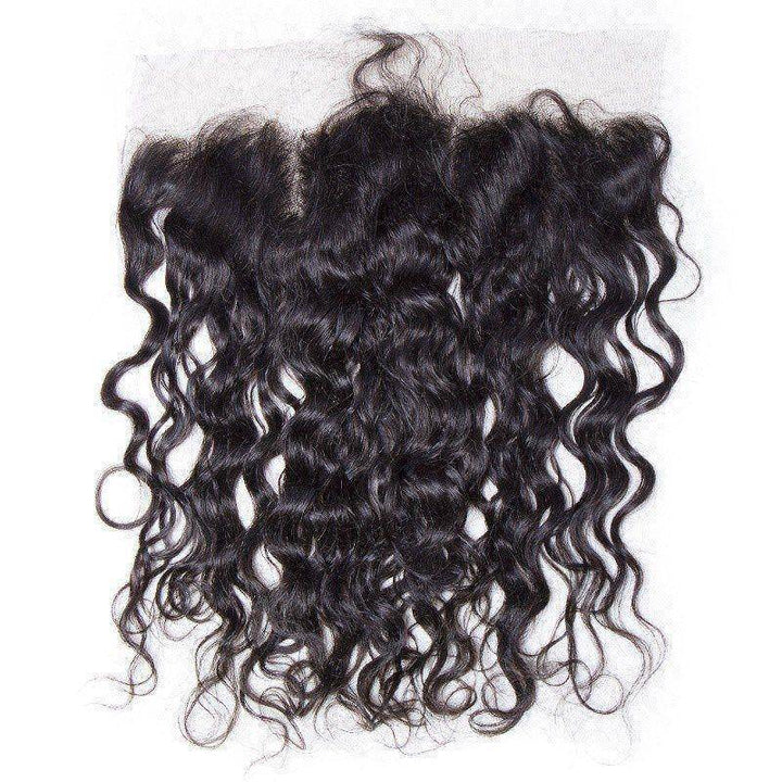 Raw Indian Water Wave 13x4 Lace Frontal Closure Piece With Baby Hair Curly Weave Human Hair