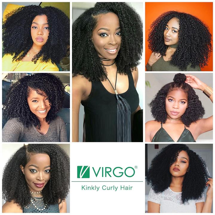 Virgo Hair 180 Density Brazilian Kinky Curly Wigs Real Remy Human Hair Lace Front Wigs For Black Women- customer show