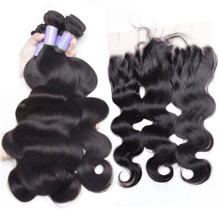 Volys Virgo Virgin Remy Malaysian Body Wave Weave Human Hair 4 Bundles With Lace Frontal Closure