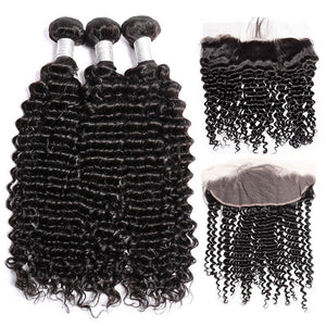 Volysvirgo Virgin Remy Malaysian Curly Hair 3 Bundles With Frontal Closure Online Sales