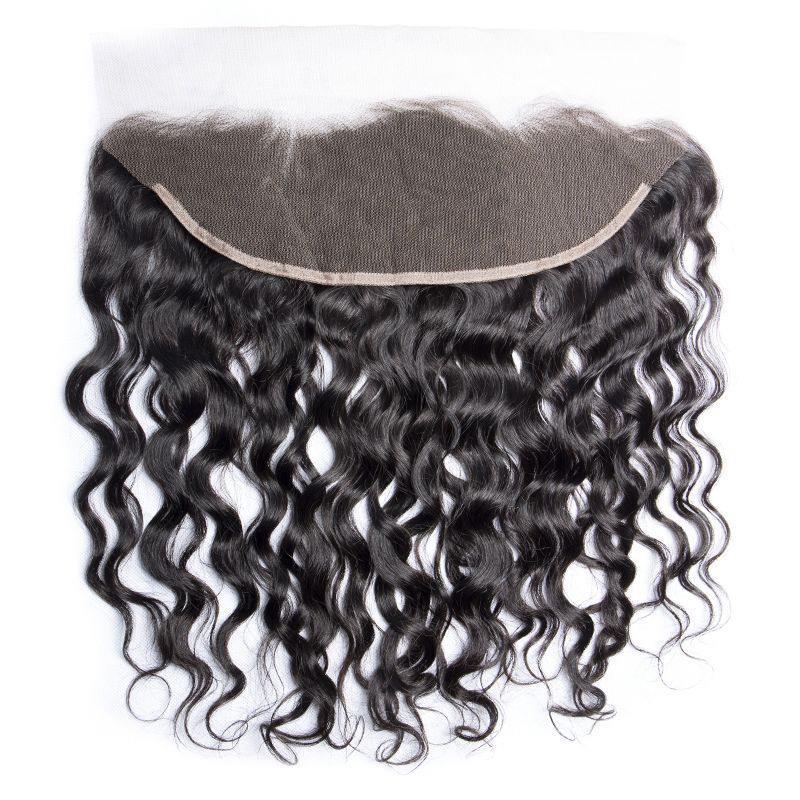 Malaysian Water Wave Ear To Ear Lace Frontal Closure With Baby Hair Natural Human Hair Weave