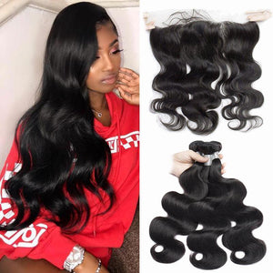 Volysvirgo Virgin Remy Peruvian Body Wave Hair 3 Bundles With Lace Frontal Closure For Cheap Sale