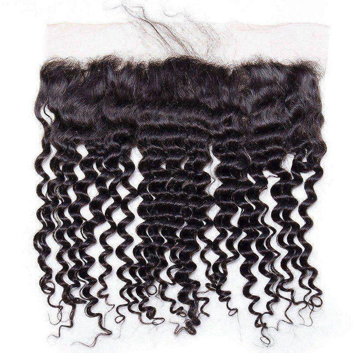 Peruvian Curly Pre Plucked Lace Frontal Closure With Baby Hair 13x4 Ear To Ear Frontals