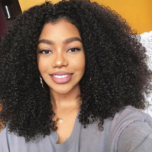 Virgo Hair 180 Density Real Peruvian Remy Human Hair Wigs Natural Kinky Curly Lace Front Wigs For Women