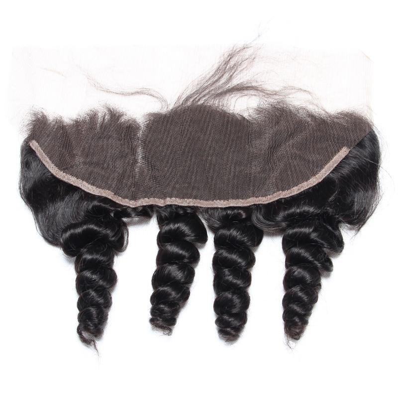 Peruvian Loose Wave Lace Frontal Closure With Baby Hair Wavy Human Hair Frontals 13x4
