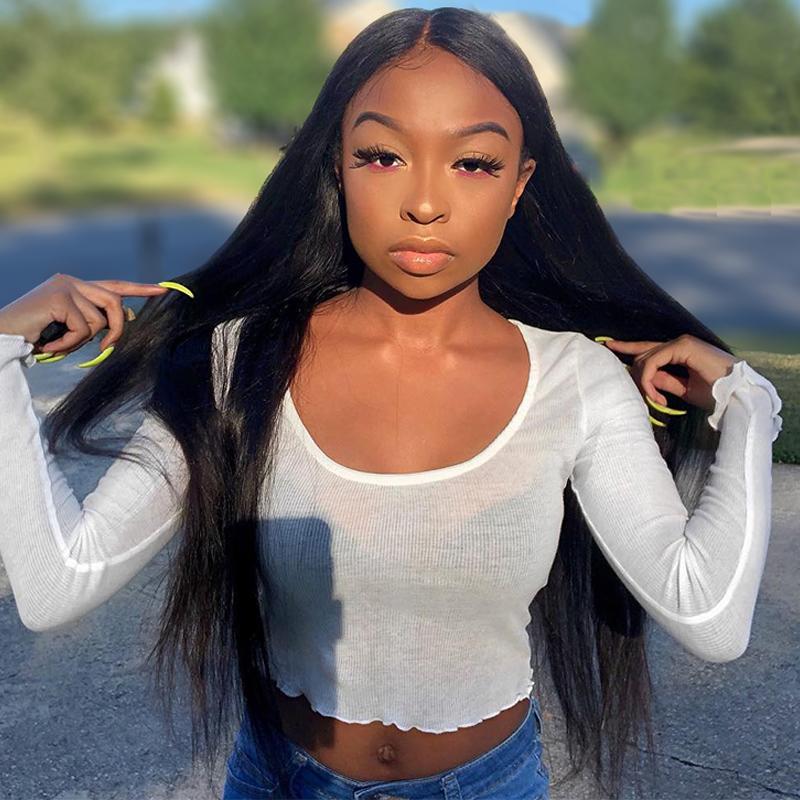 Virgo Hair 180 Density 360 Lace Frontal Wigs Peruvian Straight Virgin Human Hair Lace Front Wigs For Black Women