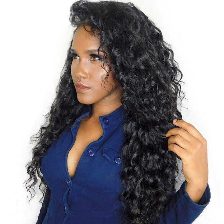 Virgo hair 180 Density Wet And Wavy Peruvian Human Hair Water Wave Lace Front Wigs With Baby Hair For Sale
