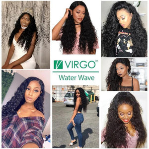 Volys Virgo 3Pcs Wet And Wavy Brazilian Virgin Hair Water Wave Bundles With Lace Frontal Closure Deal-customer show