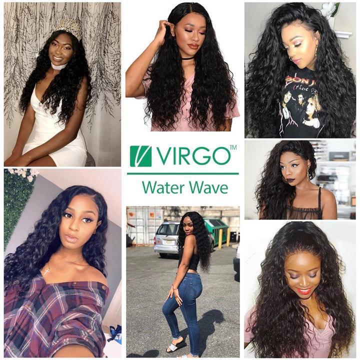 Virgo Hair 150 Density Wet And Wavy 360 Lace Frontal Wigs Peruvian Water Wave Remy Human Hair Wigs For Black Women customer show
