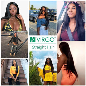 virgo hair 180 Density Glueless Brazilian Straight Lace Front Human Hair Wigs For Women Pre Plucked Remy Hair Half Lace Wigs customer show