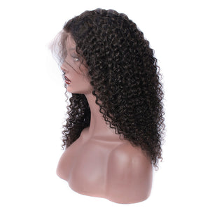 Cheap Pre Plucked Curly Lace Front Wigs Indian Remy Human Hair Wigs For Black Women-left-front