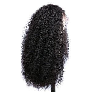 Cheap Pre Plucked Curly Lace Front Wigs Indian Remy Human Hair Wigs For Black Women-side