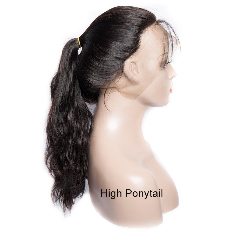 Virgo Hair 180 Density Pre Plucked 360 Lace Wig Raw Indian Body Wave Human Hair Lace Front Wigs For Women-ponytail