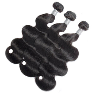 Virgo Hair Raw Indian Virgin Remy Hair Body Wave Weave 3 Bundles With Lace Closure-3 bundles