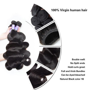 Volysvirgo Virgin Remy Peruvian Body Wave Hair 3 Bundles With Lace Frontal Closure For Cheap Sale-bundles detail
