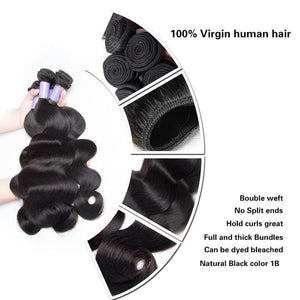 Volys Virgo Unprocessed Human Hair Peruvian Virgin Remy Body Wave Hair 3 Bundles With Lace Closure-bundles details