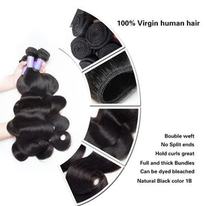 Volys Virgo Virgin Remy Malaysian Body Wave Weave Human Hair 4 Bundles With Lace Frontal Closure-bundles details