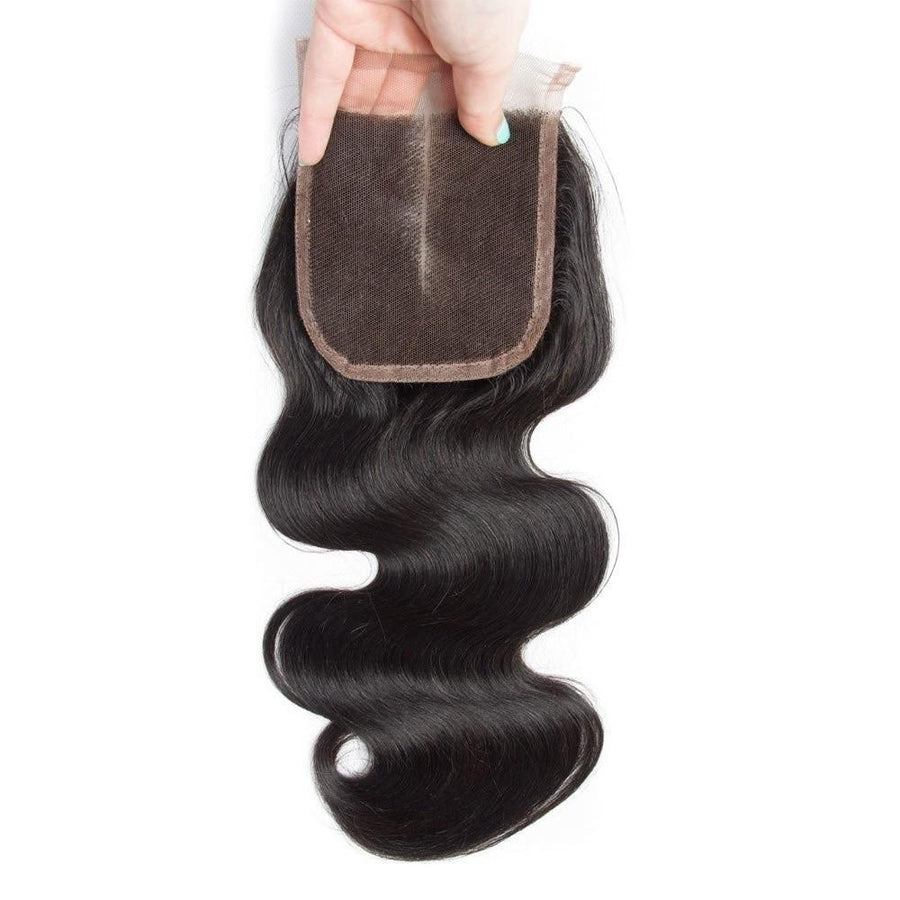Volysvirgo Hair Body Wave 4x4 Swiss Lace Closure With Baby Hair Virgin Human Hair-middle part lace closure