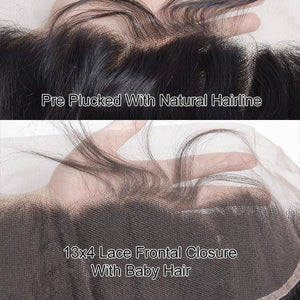 Raw Indian Body Wave Lace Frontal Closure With Baby Hair 13x4 Virgin Human Hair-baby hair show