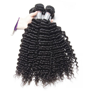 Volysvirgo Vigin Remy Brazilian Deep Curly Hair 4 Bundles With Lace Closure-4 bundles in bulk