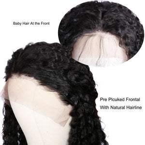 Cheap Pre Plucked Curly Lace Front Wigs Indian Remy Human Hair Wigs For Black Women-baby hair