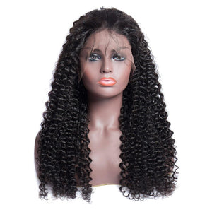 Virgo Hair 180 Density Brazilian Virgin Curly Lace Front Human Hair Wigs For Women Pre Plucked Half Lace Frontal Wigs With Baby Hair front