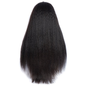 Virgo Hair 180 Density Brazilian Kinky Straight Wig Yaki Remy Human Hair Lace Front Wigs For Black Women-back