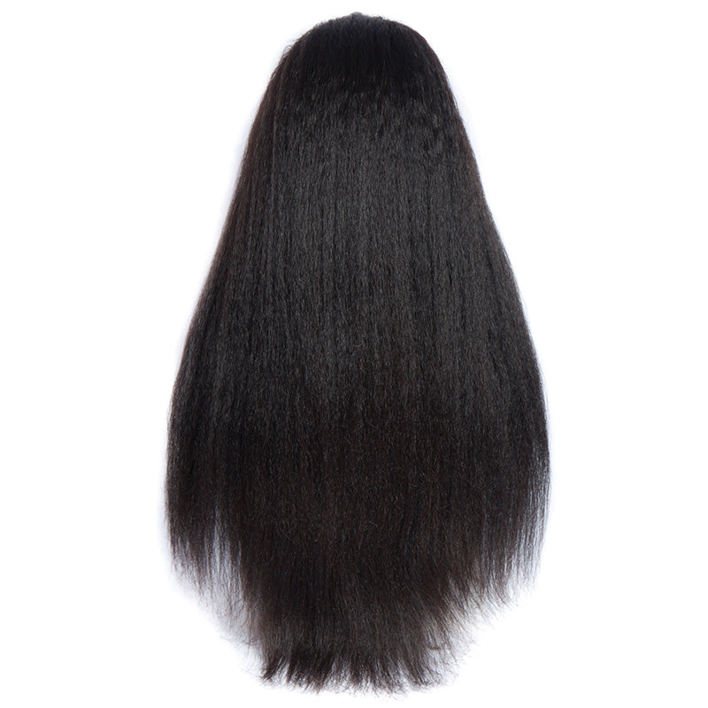 Virgo Hair 180 Density Brazilian Kinky Straight Wig Yaki Remy Human Hair Lace Front Wigs For Black Women-back