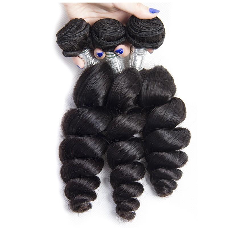 Volys Virgo Hair Mink Brazilian Loose Wave Virgin Hair 3 Bundles With 4x4 Lace Closure 100% Human Hair-3 bundles
