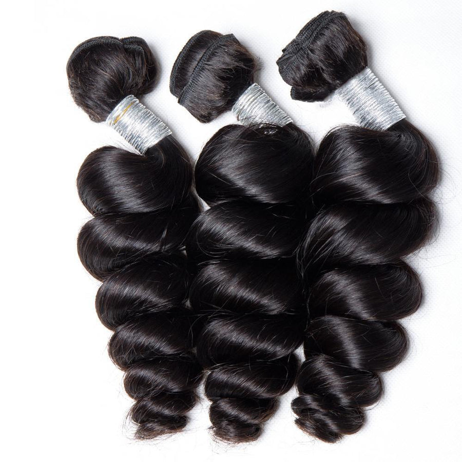 Volys Virgo Hair Mink Brazilian Virgin Hair Loose Wave 3 Bundles With 13x4 Pre Plucked Lace Frontal Closure