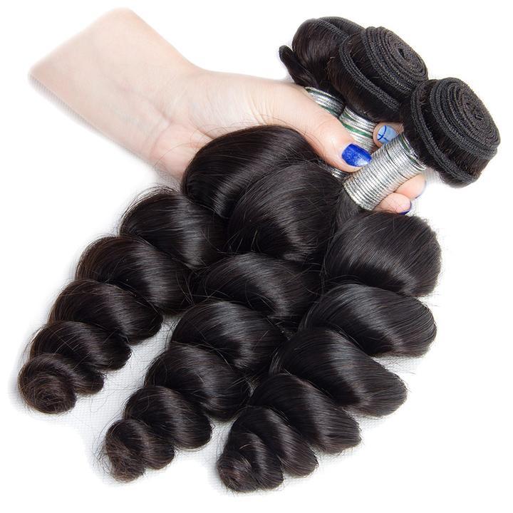 Volys Virgo Hair Mink Brazilian Virgin Hair Loose Wave 3 Bundles With 13x4 Pre Plucked Lace Frontal Closure