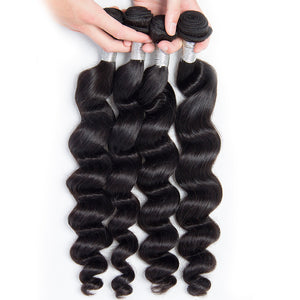 Volys Virgo Hair 4 Pcs Brazilian Loose Wave Virgin Human Hair Weave Bundles Unprocessed Remy Hair Extensions-4 bundles loose curly hair