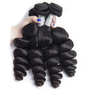 Volysvirgo Virgin Remy Brazilian Loose Wave Virgin Human Hair 4 Bundles With Closure Deal-4 bundles loose wave hair